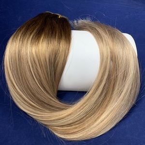FlatWeft 100% Human Hair Extensions 22” Color #3/8/22 Dark B. Light B. Champagne